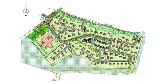 Plan d'un projet de lotissement : voirie, lots et espaces verts